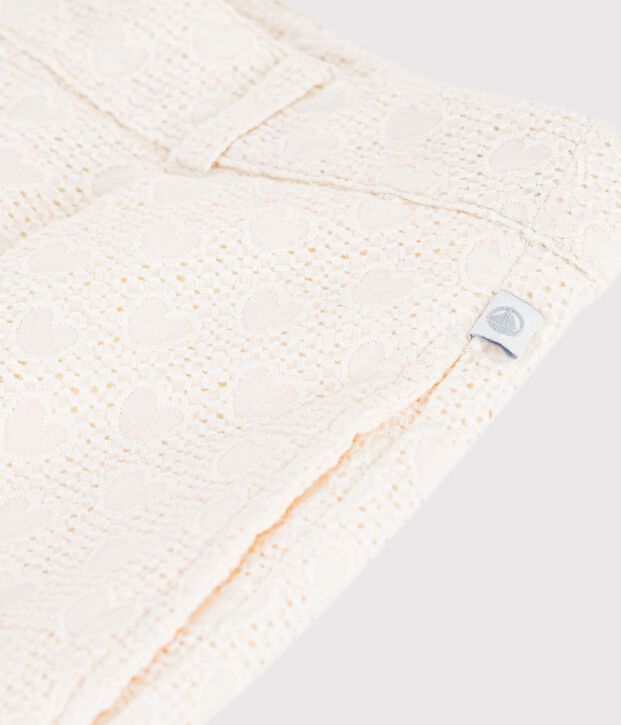 Shorts infantiles de algod&oacute;n con estampado de corazones blanco