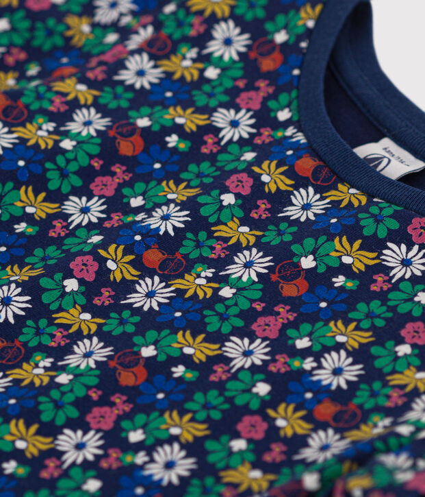 Camiseta estampada de jersey ligero para ni&ntilde;a azul/multicolor