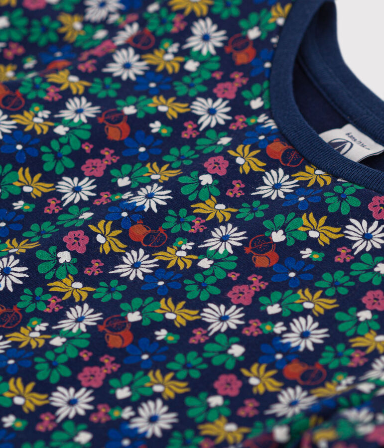 Camiseta estampada de jersey ligero para ni&ntilde;a azul/multicolor