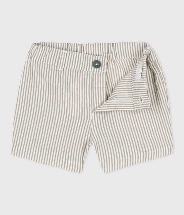 Shorts milrayas para beb&eacute; verde/blanco