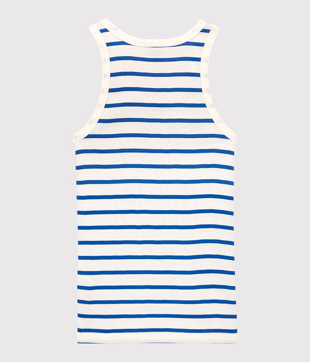 Camiseta de tirantes L'ICONIQUE de algod&oacute;n org&aacute;nico de mujer blanco/azul
