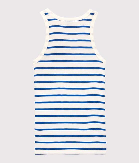 Camiseta de tirantes L'ICONIQUE de algodón orgánico de mujer blanco MARSHMALLOW/azul DELFT