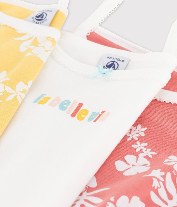 Juego de 3 camisas de tirantes hawaianas de algod&oacute;n de ni&ntilde;a multicolor