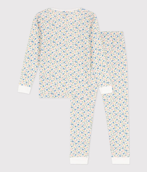 Pijama de algod&oacute;n ajustado para ni&ntilde;a blanco/multicolor
