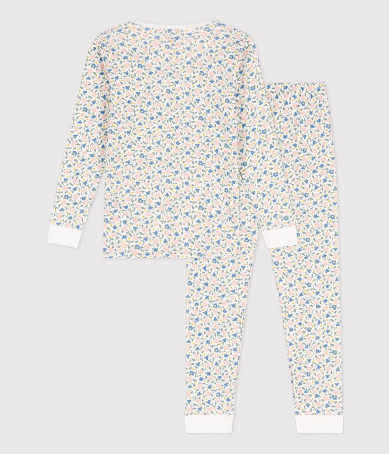 Pijama de algod&oacute;n ajustado para ni&ntilde;a blanco/multicolor