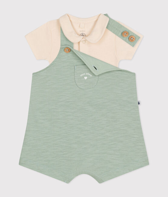 Conjunto de peto de punto flameado para bebé verde HERBIER
