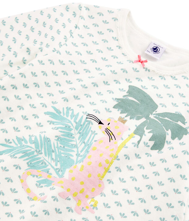 Pijama de tela t&uacute;bica para ni&ntilde;a blanco/multicolor