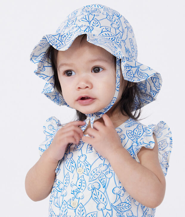 Capelina de popelina con estampado para beb&eacute; ni&ntilde;a azul/azul
