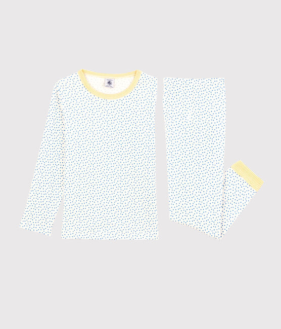 Pijama con motivos de algodón orgánico infantil unisex blanco MARSHMALLOW/azul BRASIER