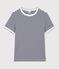 Camiseta de algod&oacute;n de manga corta a rayas para mujer azul/blanco