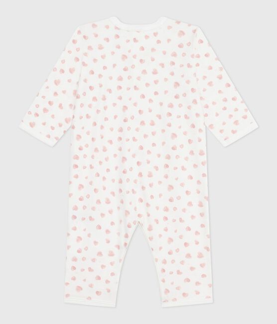 Pijama sin pies de algodón estampado para bebé blanco MARSHMALLOW/rosa CHARME
