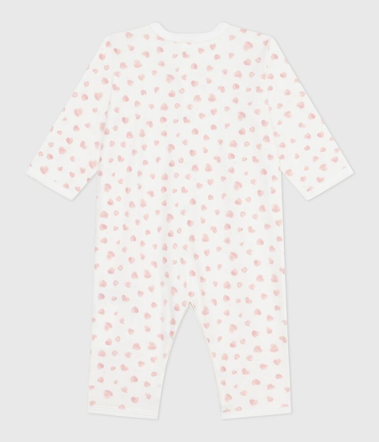 Pijama sin pies de algod&oacute;n estampado para beb&eacute; blanco/rosa