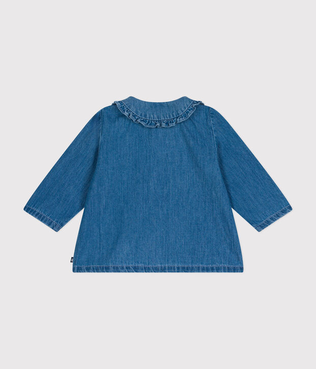 Blusa de tejido vaquero ligero para beb&eacute; azul