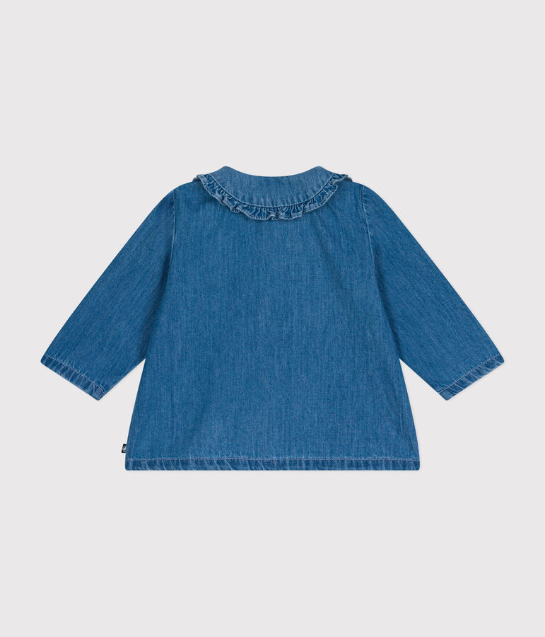 Blusa de tejido vaquero ligero para beb&eacute; azul