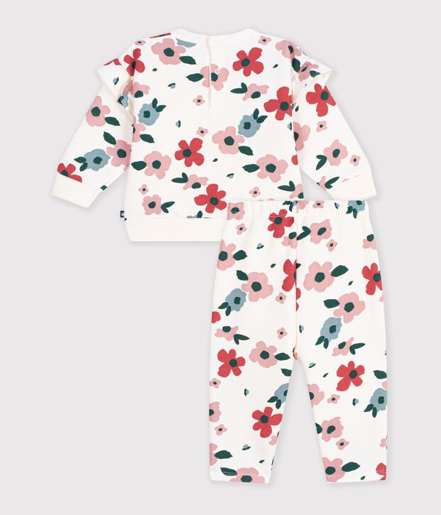 Conjunto de sudadera y pantal&oacute;n para beb&eacute; de algod&oacute;n con estampado de flores crudo/multicolor