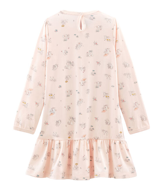 Camisón de algodón fino para niña rosa FLEUR/blanco MULTICO