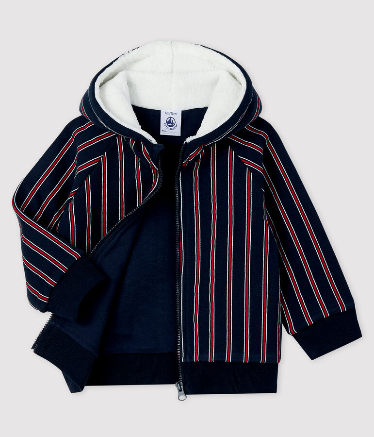 Sudadera con capucha para beb&eacute; ni&ntilde;o azul SMOKING/blanco MULTICO