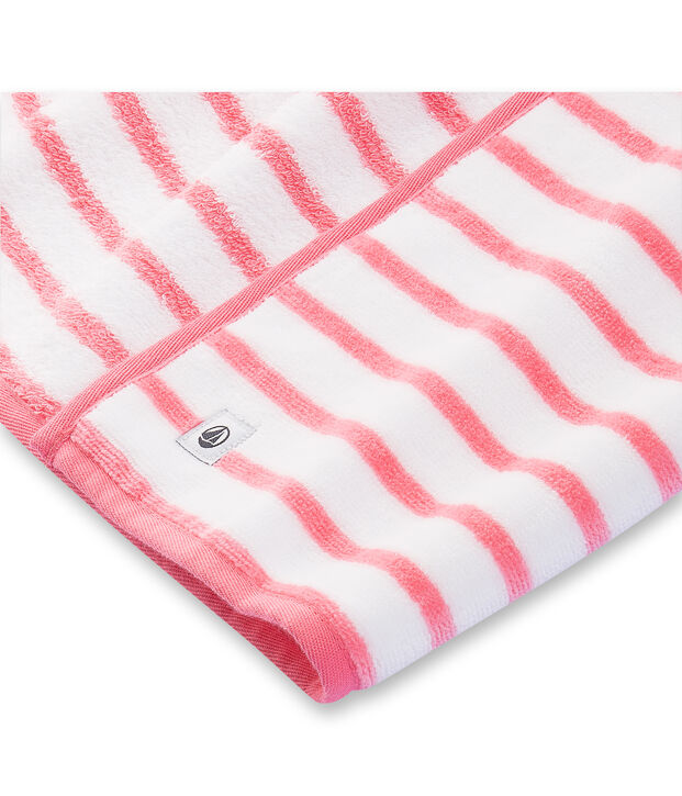 Capa de ba&ntilde;o de rizo para beb&eacute; unisex blanco/rosa