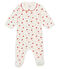 Pijama para bebé niña en punto 1x1 afelpado estampado blanco MARSHMALLOW/blanco MULTICO