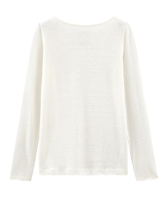 Camiseta manga larga de lino para mujer blanco MARSHMALLOW
