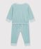 Pijama liso de terciopelo con abertura sin botones de presi&oacute;n para beb&eacute; verde
