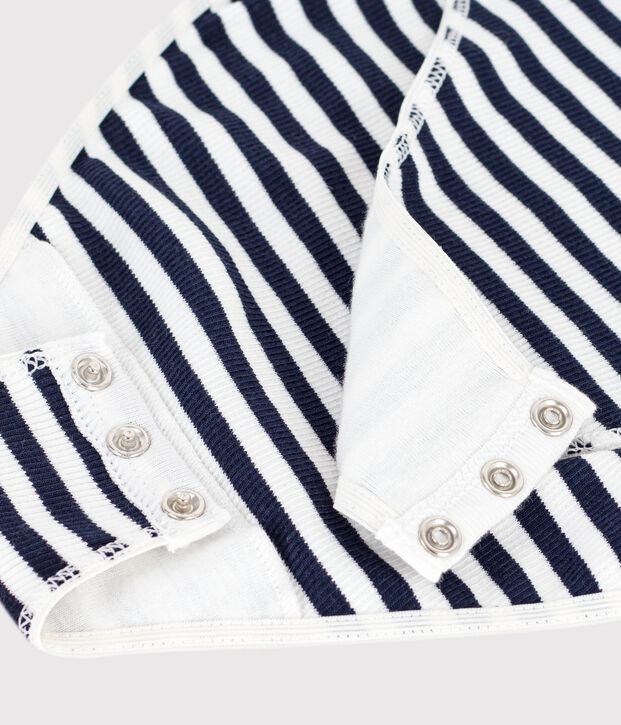 Body de manga corta de algod&oacute;n a rayas para mujer azul/blanco