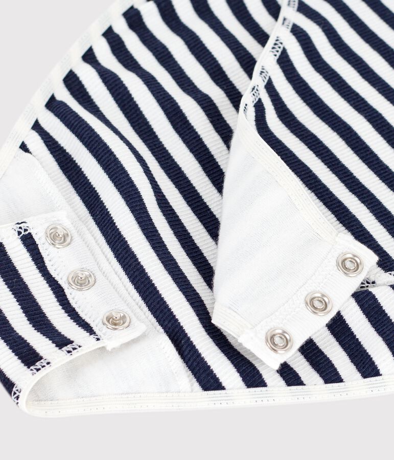 Body de manga corta de algod&oacute;n a rayas para mujer azul/blanco