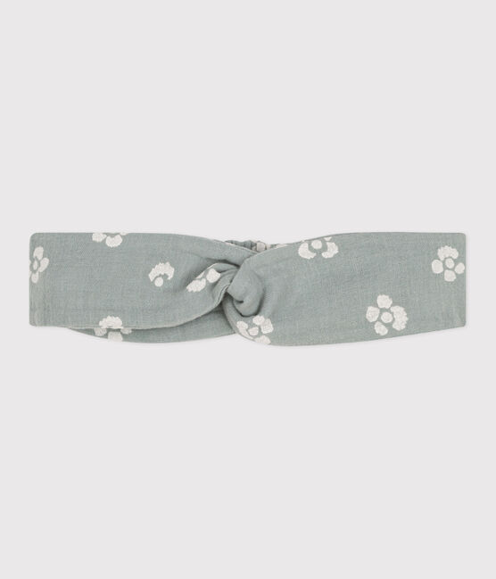 Bandeau bébé en gaze de coton imprimé fleurs azul PAUL/blanco MARSHMALLOW