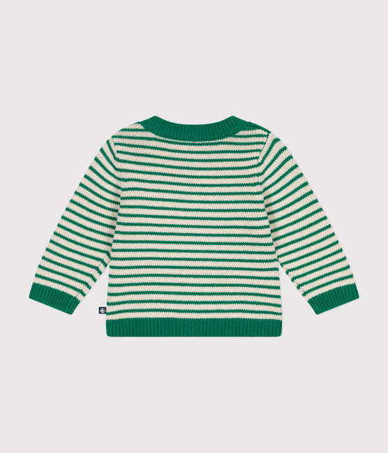 Jersey de punto tricotado de lana y algodón para bebé verde JARDIN/ AVALANCHE