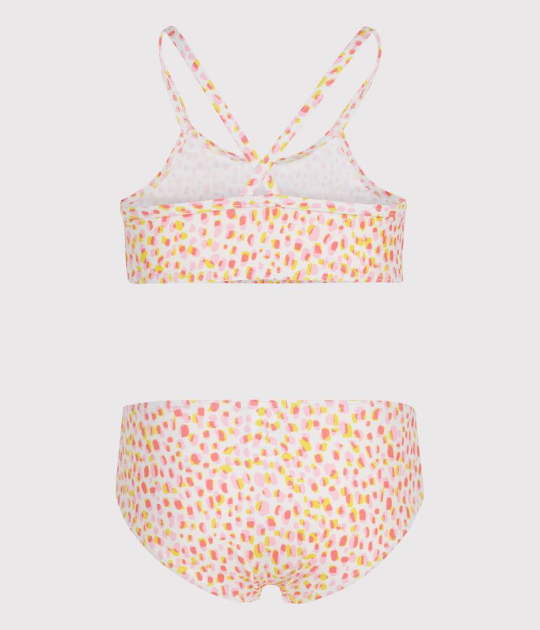Bikini infantil estampado blanco/multicolor