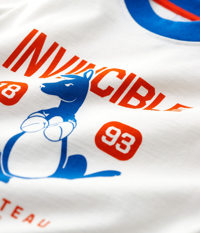 Camiseta de manga larga de algod&oacute;n de ni&ntilde;o blanco MARSHMALLOW