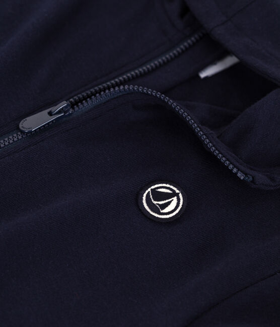 Sudadera infantil de algodón liso con capucha y cremallera azul SMOKING