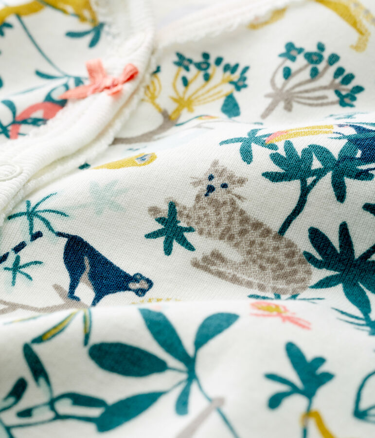 Pelele de punto acanalado para beb&eacute; de ni&ntilde;a blanco MARSHMALLOW/blanco MULTICO