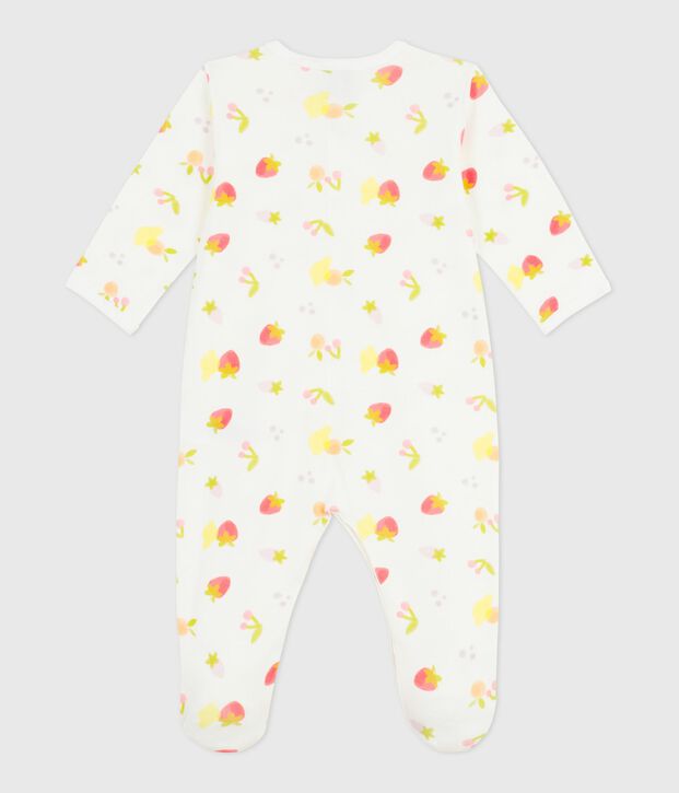 Pijama de algod&oacute;n con estampado de frutas para beb&eacute; blanco/multicolor