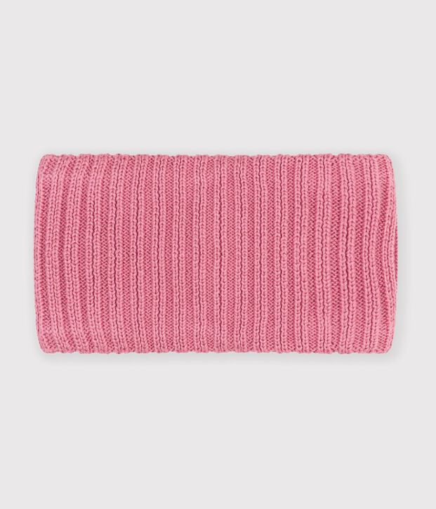 Braga de cuello lisa de punto tricotado con forro polar para beb&eacute; rosa