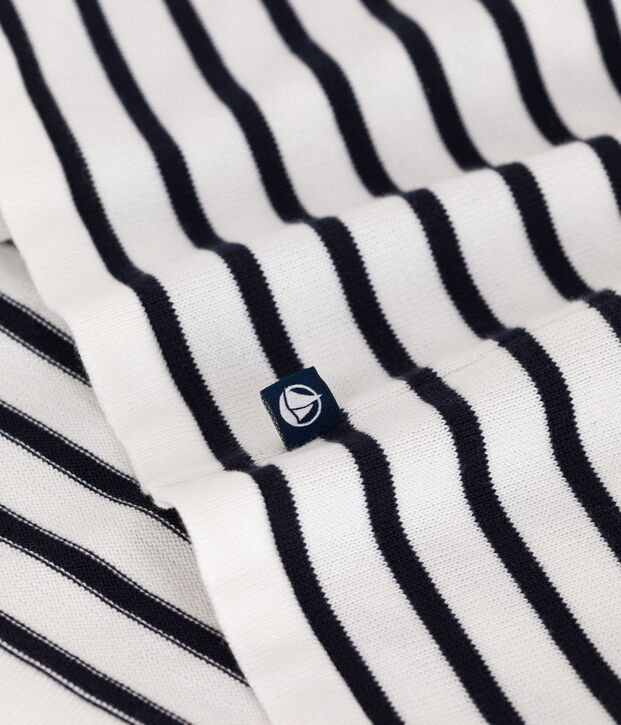 Jersey marinero de algod&oacute;n a rayas para mujer blanco/azul