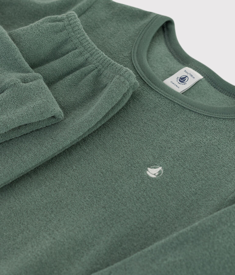 Pijama de rizo afelpado para ni&ntilde;o/ni&ntilde;a verde