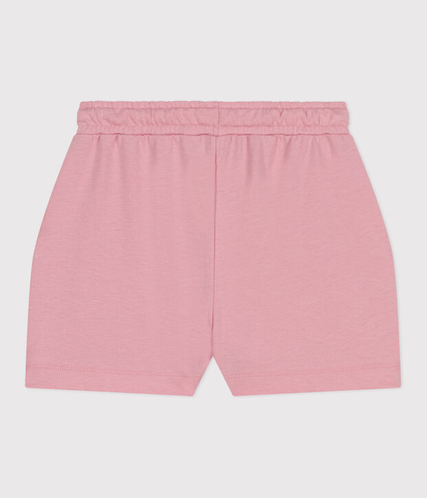 Shorts infantiles de algod&oacute;n liso rosa