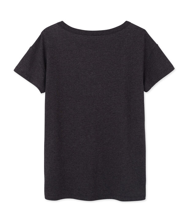Camiseta maxi para mujer en t&uacute;bico extrafino chin&eacute; gris