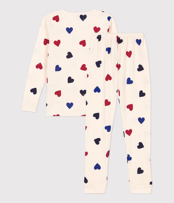Pijama snugfit de algodón con corazón para niña blanco AVALANCHE/ MULTICO