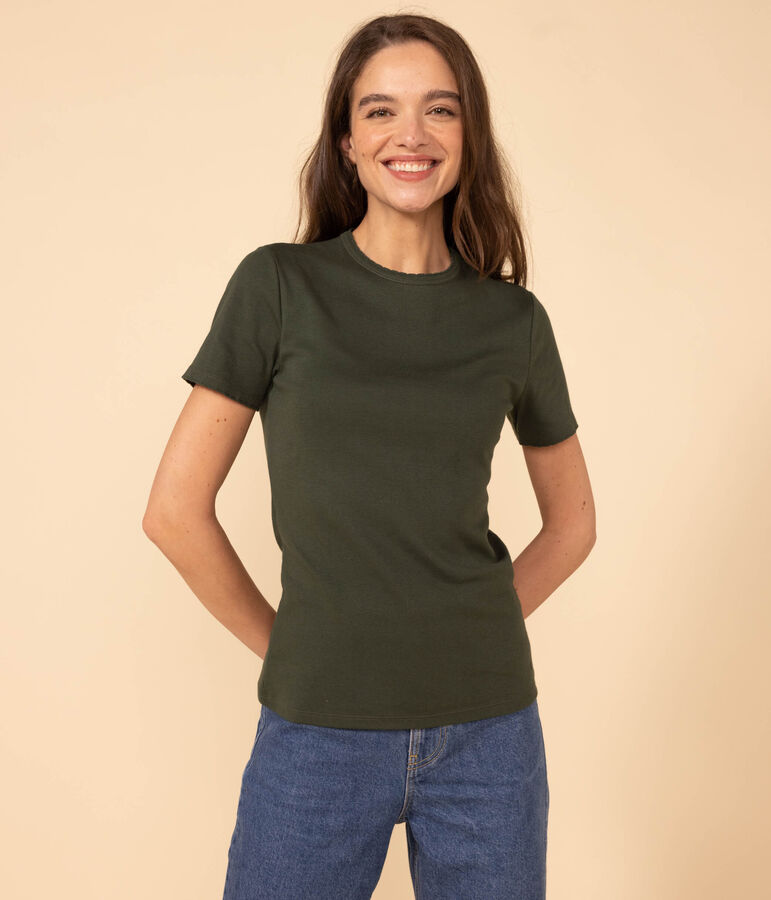 Camiseta L'ICONIQUE de algod&oacute;n de punto cocotte para mujer verde