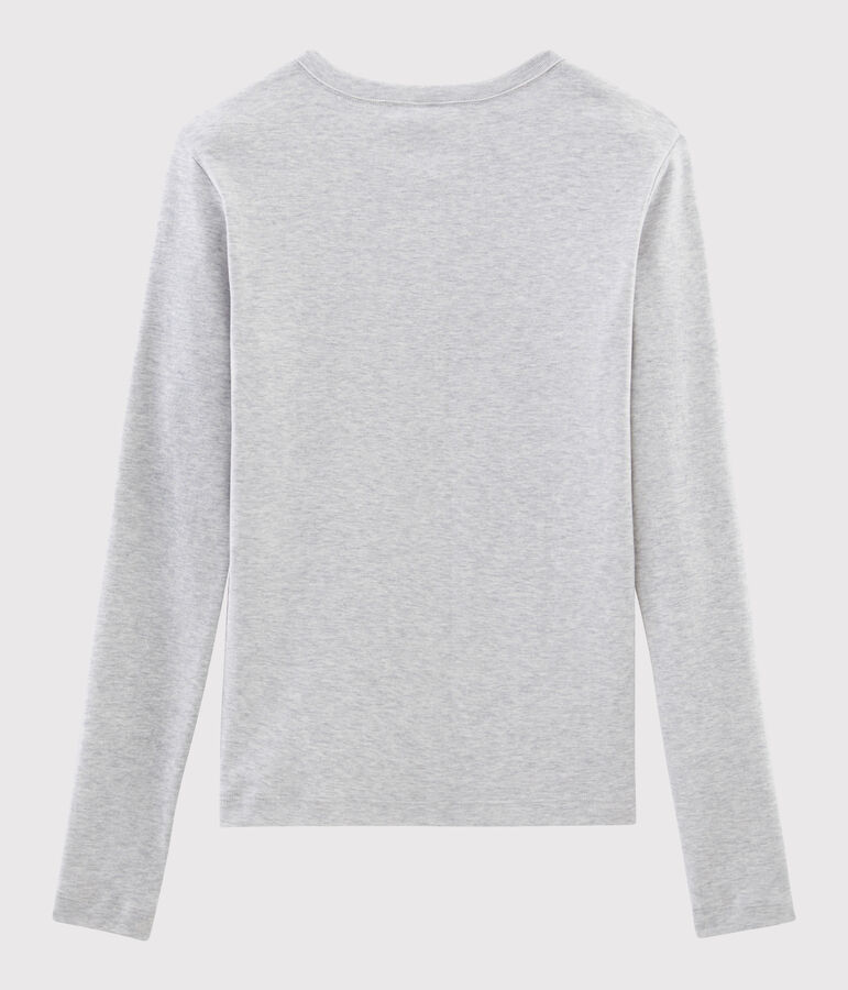 Camiseta ic&oacute;nica con cuello redondo para mujer gris