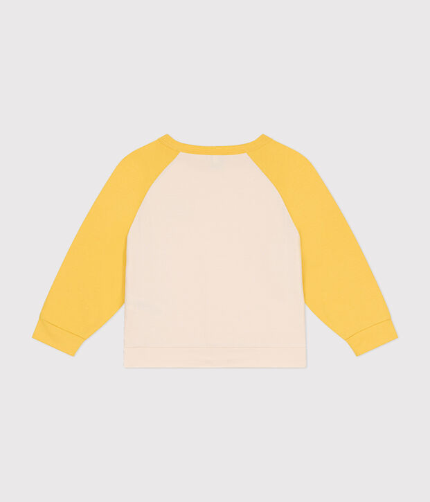 Sudadera infantil de felpa ligera crudo/amarillo
