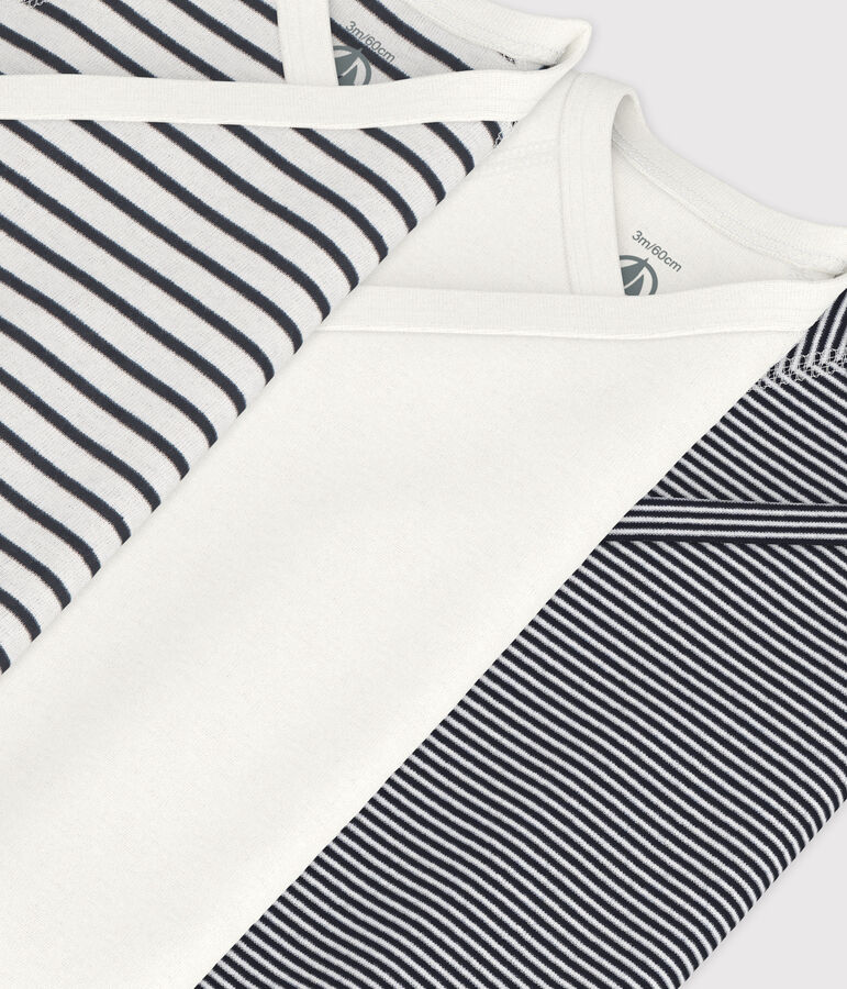 JUEGO DE 3 BODIS CRUZADOS DE ALGOD&Oacute;N DE MANGA CORTA CON RAYAS PARA BEB&Eacute; multicolor