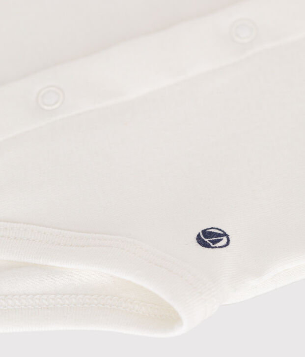 Bodi de manga corta con cuello para beb&eacute; blanco