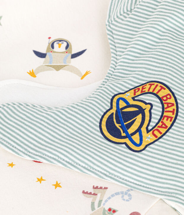 Pijama disfraz infantil de algod&oacute;n con estampado espacial blanco/multicolor