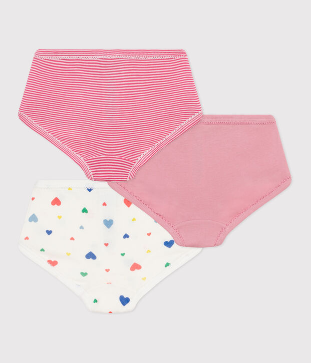 Juego de braguitas infantiles de algod&oacute;n de talle alto con estampado de corazones multicolor