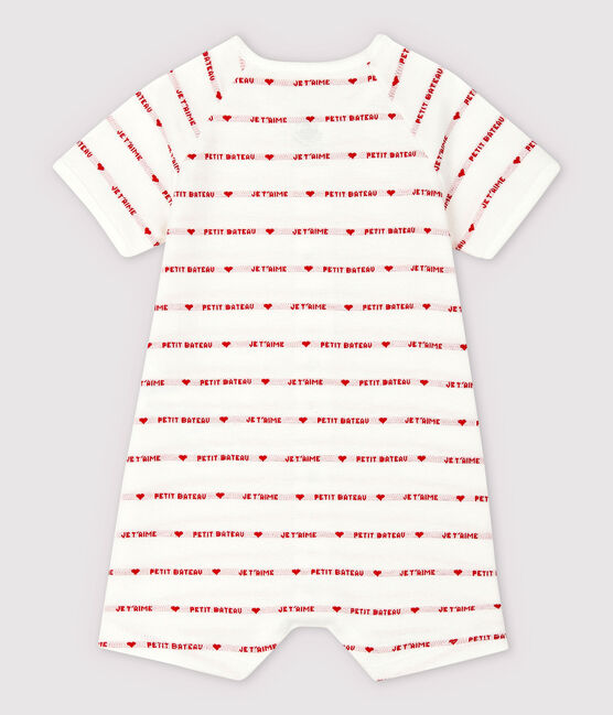 Mono corto Petit Bateau con "Je t'aime" de jacquard de algodón ecológico blanco MARSHMALLOW/rojo PEPS