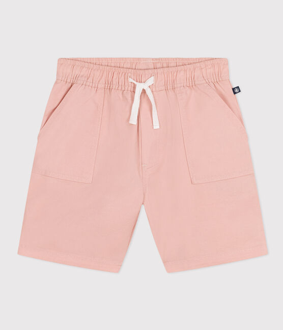 Pantalón corto infantil de sarga de algodón y lino rosa SALINE