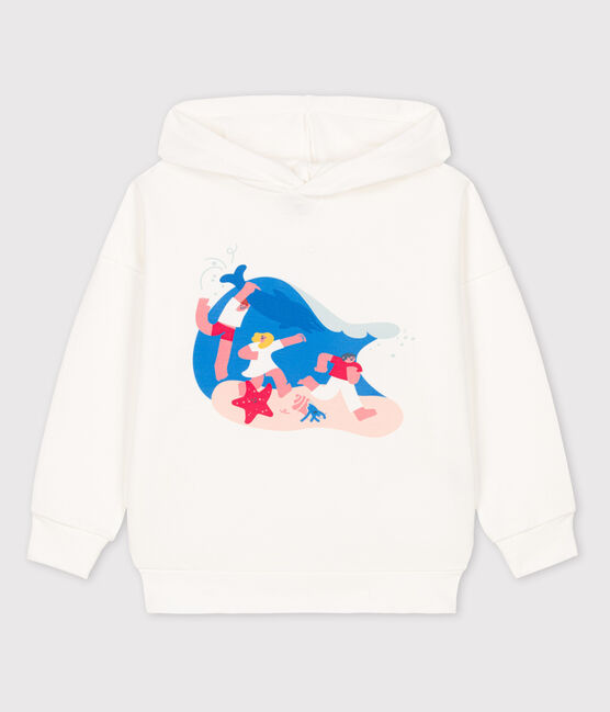 Sudadera de niño Petit Bateau x Water Family blanco MARSHMALLOW